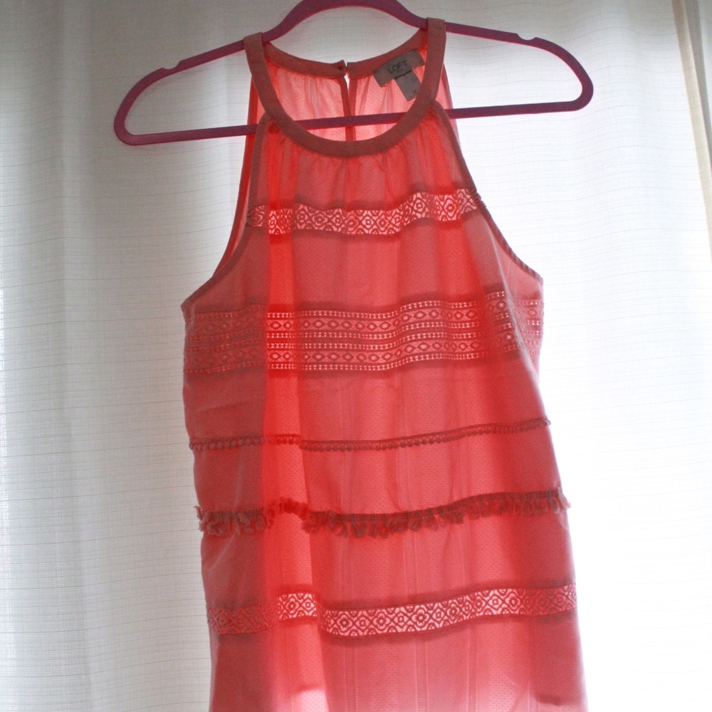 Loft Pink High Neck Sleeveless Top